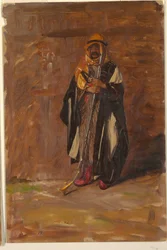 Zeichnung, Studie eines stehenden Beduinen